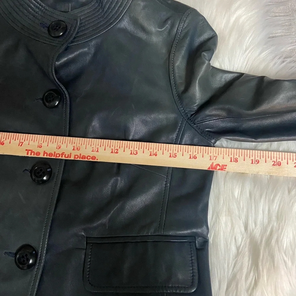 J Crew Sz S Steel Grey Leather Jacket - Picture 9 of 12